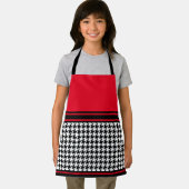 Black White Red Houndstooth kind Apron Schort (Insitu)