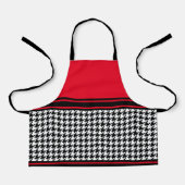 Black White Red Houndstooth kind Apron Schort (Voorkant)
