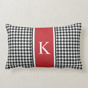 Black White Red Houndstooth Patroon Kussen
