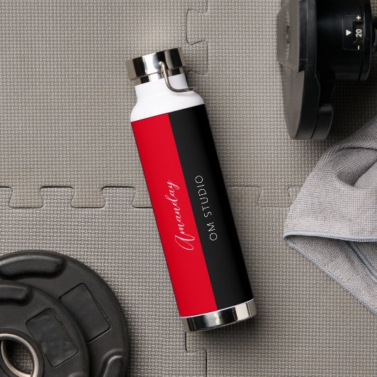 Black White Red Logo name Makeup Artist Waterfles (Gym)