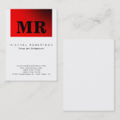 Black White Red Minimalist Monogram Visitekaartje (Voorkant / Achterkant)
