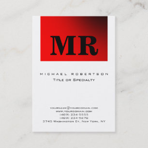 Black White Red Minimalist Monogram Visitekaartje