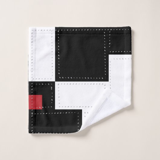 Black White Red Modern  patchwork Bad Handdoek (Wasdoekje)