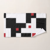 Black White Red Modern  patchwork Bad Handdoek (Handdoek)