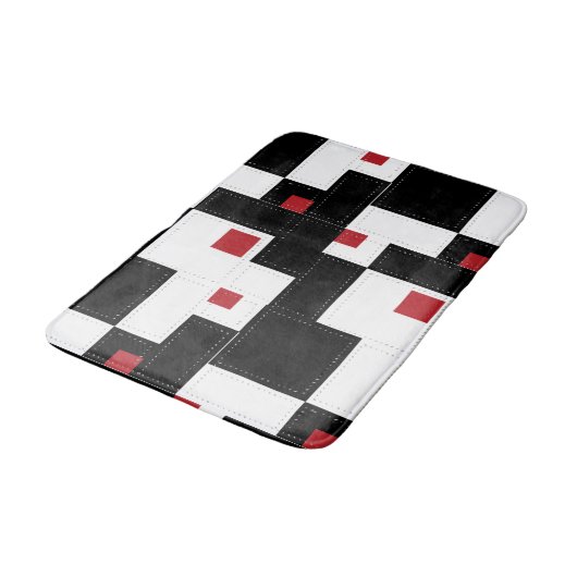 Black White Red Modern patchwork Badmat (Gekanteld)
