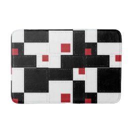 Black White Red Modern  patchwork Badmat