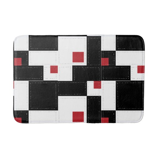 Black White Red Modern  patchwork Badmat (Voorkant)