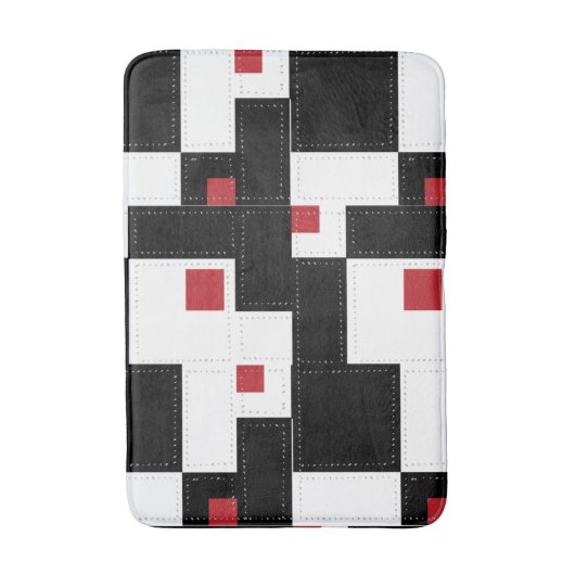 Black White Red Modern patchwork Badmat (Voorkant Verticaal)