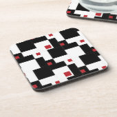Black White Red Modern patchwork Bier Onderzetter (Linkerzijde)