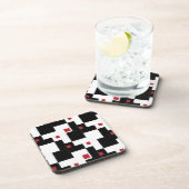 Black White Red Modern  patchwork Bier Onderzetter (Rechterzijde)