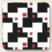 Black White Red Modern patchwork Bier Onderzetter (Voorkant)