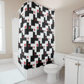 Black White Red Modern patchwork Douchegordijn (In situ)