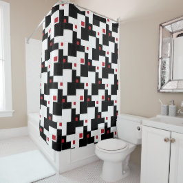 Black White Red Modern  patchwork Douchegordijn