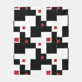 Black White Red Modern  patchwork Fleece Deken