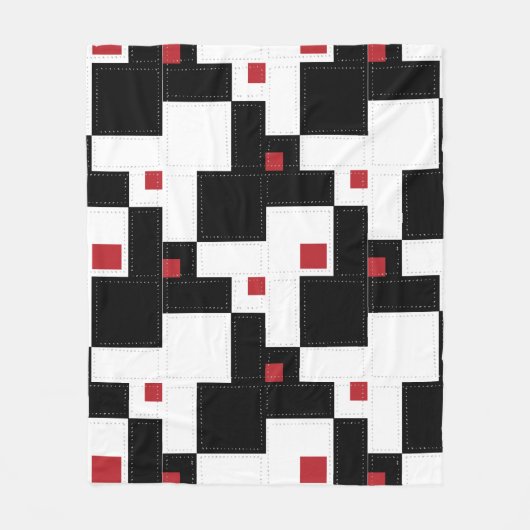 Black White Red Modern patchwork Fleece Deken (Voorkant)