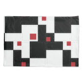 Black White Red Modern patchwork Kussensloop (Achterkant-Links)