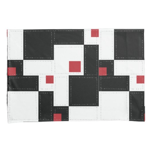Black White Red Modern patchwork Kussensloop (Voorkant-Rechts)