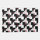 Black White Red Modern  patchwork Schort Theedoek (Horizontaal)