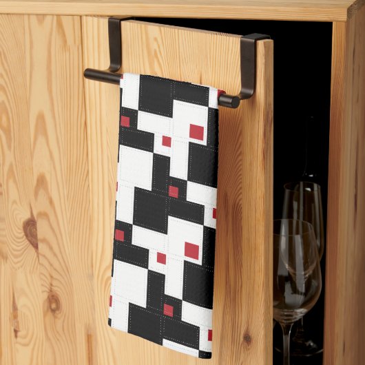 Black White Red Modern  patchwork Schort Theedoek (Derde Gevouwen)
