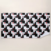 Black White Red Modern patchwork Strandlaken (Voorkant)