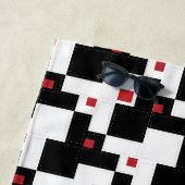 Black White Red Modern  patchwork Strandlaken (In situ)