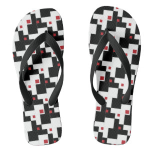 Black White Red Modern  patchwork Teenslippers