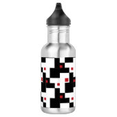 Black White Red Modern patchwork Waterfles (Rechts)