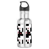 Black White Red Modern patchwork Waterfles (Achterkant)