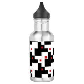 Black White Red Modern patchwork Waterfles (Links)