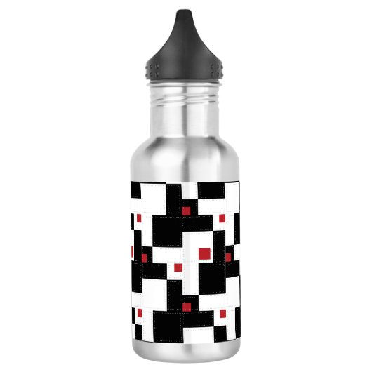 Black White Red Modern patchwork Waterfles (Links)