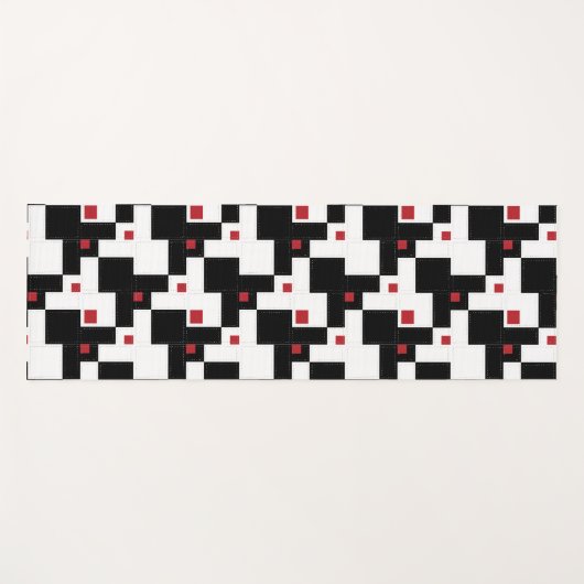 Black White Red Modern  patchwork Yogamat (Voorkant (horizontaal))