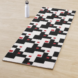 Black White Red Modern patchwork Yogamat