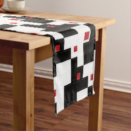 Black White Red Modern  Table Runner Korte Tafelloper