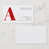 Black White Red Monogram Attorney Business Card Visitekaartje (Voorkant / Achterkant)