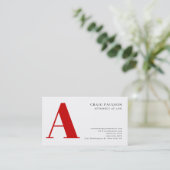 Black White Red Monogram Attorney Business Card Visitekaartje (Staand voorkant)