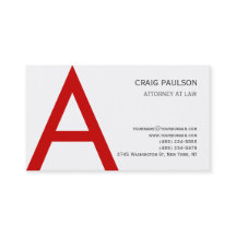 Black White Red Monogram Attorney Visitekaartje