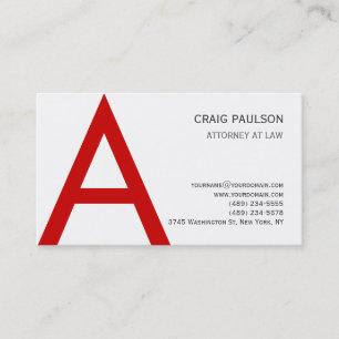 Black White Red Monogram Attorney Visitekaartje