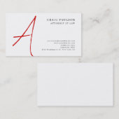 Black White Red Monogram Attorney Visitekaartje (Voorkant / Achterkant)