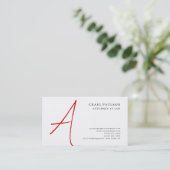 Black White Red Monogram Attorney Visitekaartje (Staand voorkant)