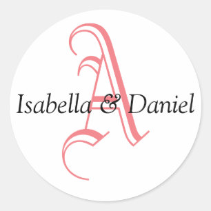 Black White Red Monogram Weddenschap Sjabloon zege Ronde Sticker