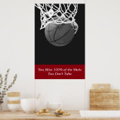 Black White Red Motivatie Basketball Sport Poster (Keuken)