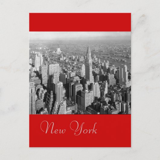 Black & White Red  New York City Briefkaart (Voorkant)