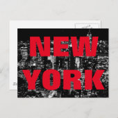 Black White Red New York City Night Briefkaart (Voorkant / Achterkant)