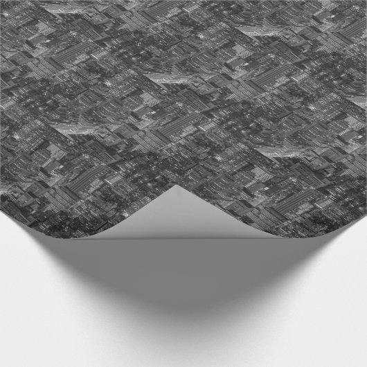 Black White Red New York City Skyline Cadeaupapier (Hoek)