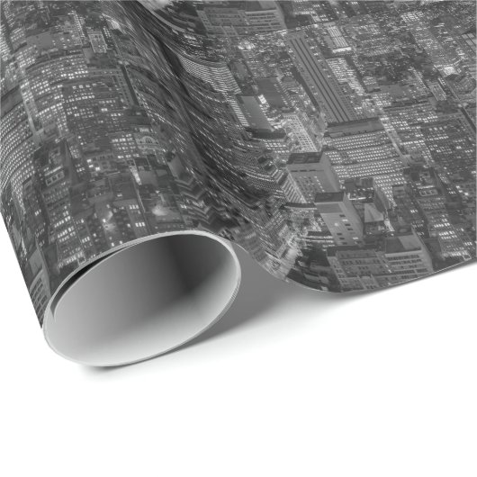 Black White Red New York City Skyline Cadeaupapier (Rol Hoek)