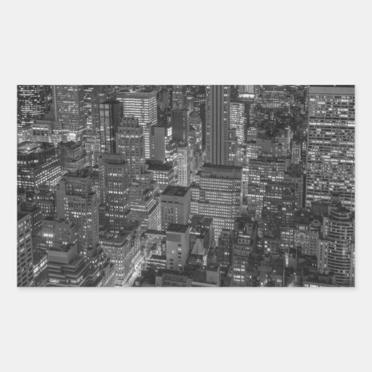 Black White Red New York City Skyline Rechthoekige Sticker (Voorkant)