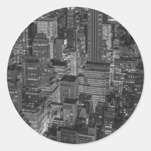 Black White Red New York City Skyline Ronde Sticker