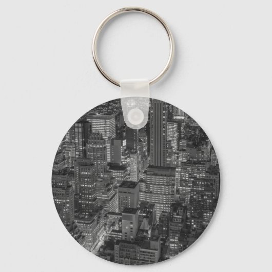 Black White Red New York City Skyline Sleutelhanger (Voorkant)