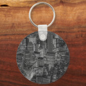 Black White Red New York City Skyline Sleutelhanger (Voorkant)