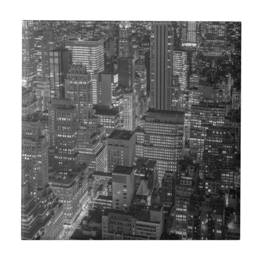 Black White Red New York City Skyline Tegeltje (Voorkant)